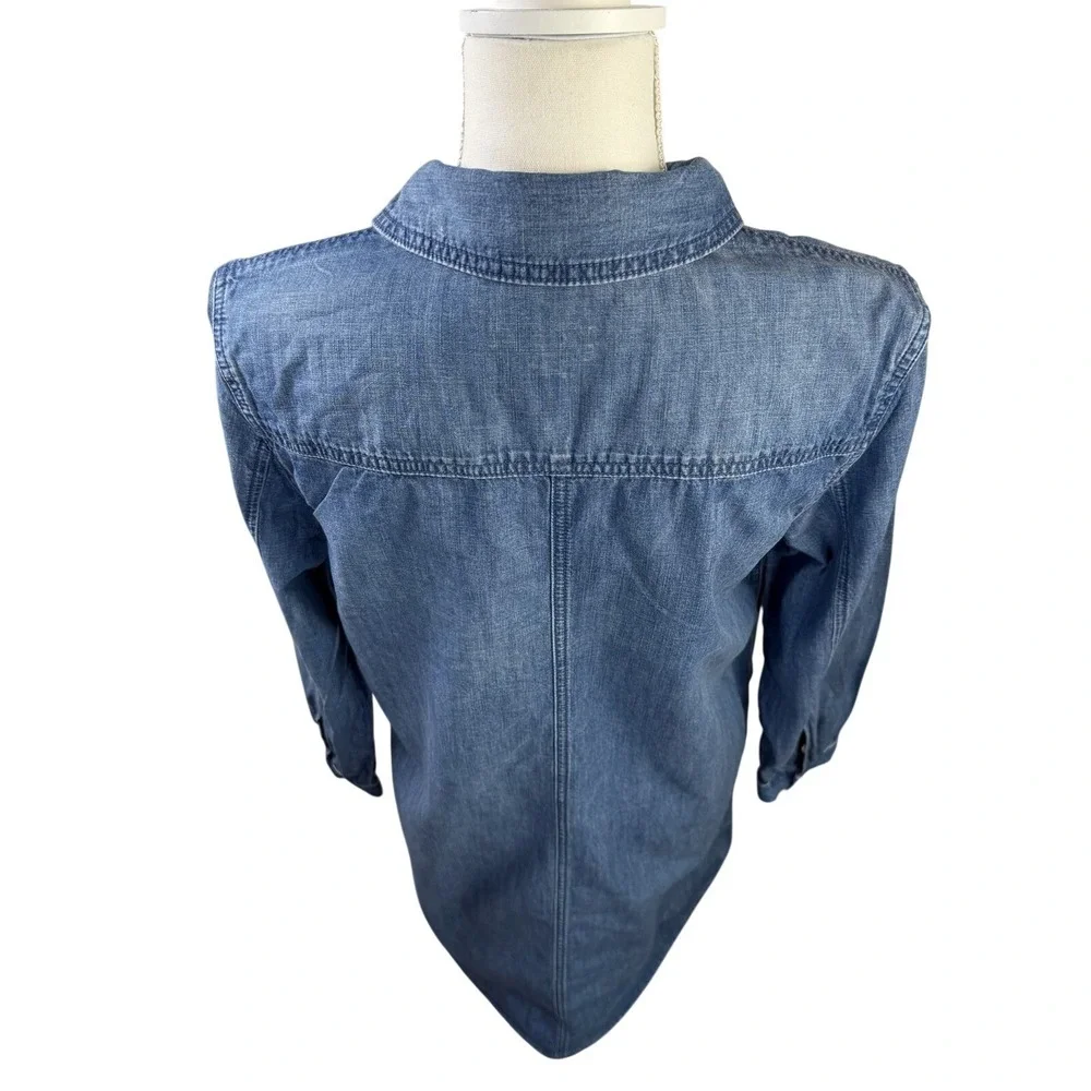 GAP Women's Chambray Medium Mini Button Up Long Sleeve Shirt Dress